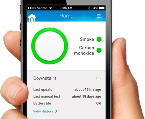 Nest Protect App running on an iPhone
